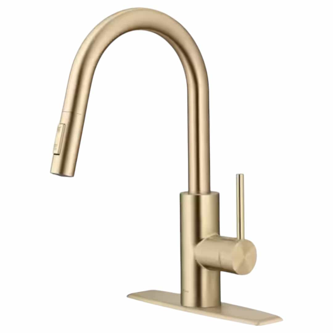KRAUS KPF-2620SFACB Oletto Single Handle Pull Down Sprayer Kitchen Faucet in Spot Free Antique Champagne Bronze