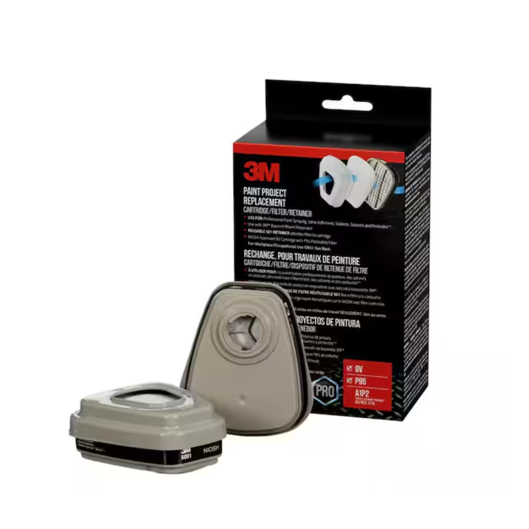 3M 6023PB1-A Paint Project Replacement Cartridge Filter and Retainer Kit (2-Pair)