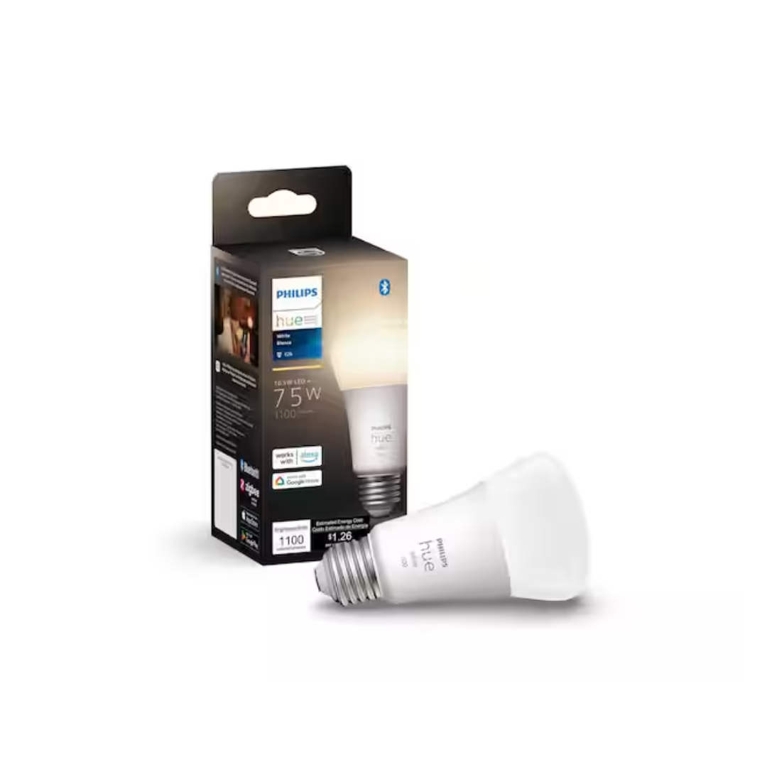 Philips Hue 563007 75-Watt Equivalent A19 Smart LED Soft White (2700K) Light Bulb with Bluetooth (1-Pack)