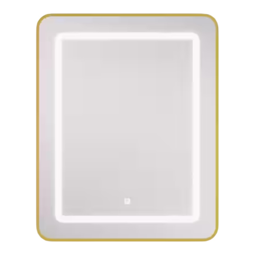 Homeibro L-LEDSMC2430GD 24 in. W x 30 in. H Bright Rectangular Gold Wall Mount LED Lighted Medicine Cabinet with Mirror