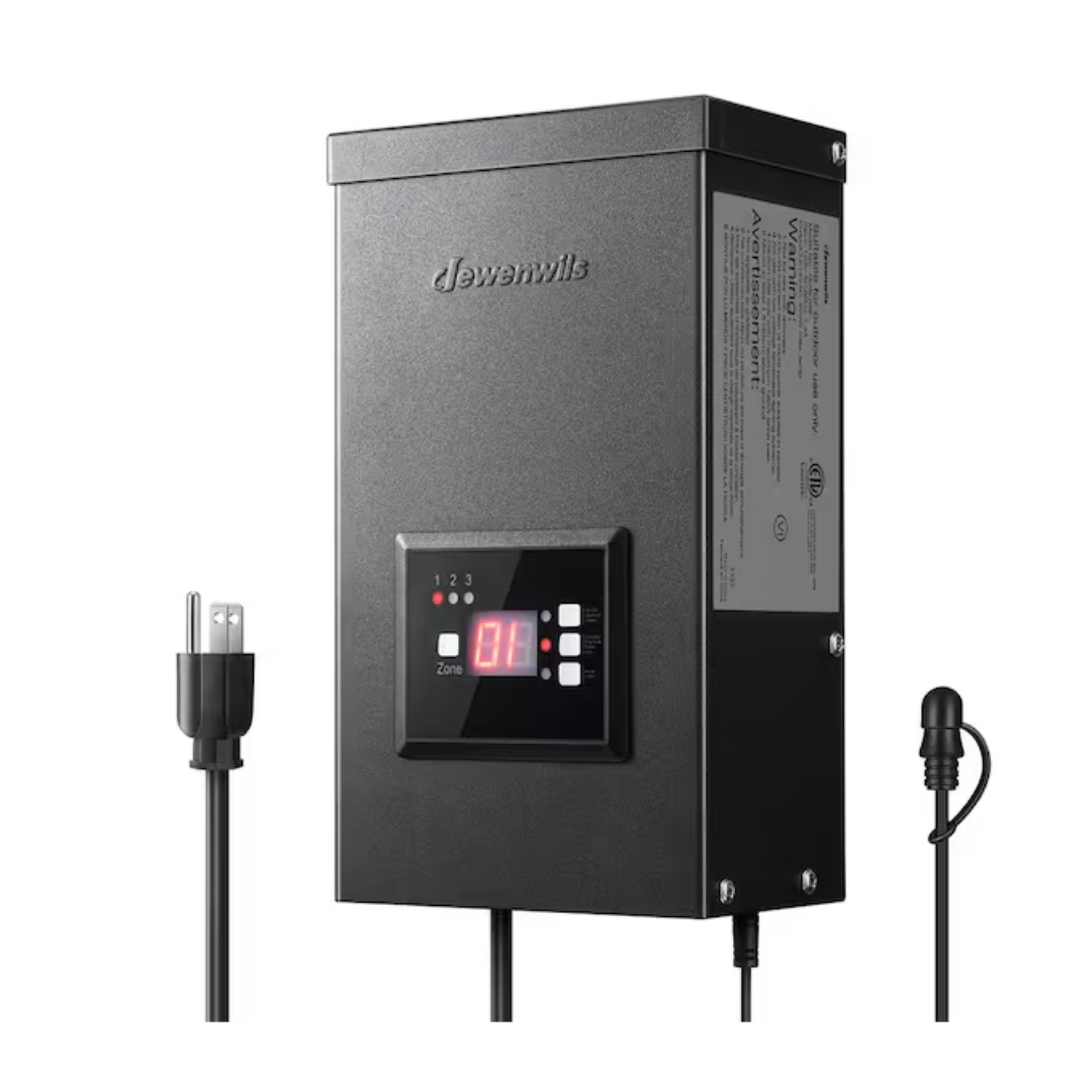 Dewenwils HOSL04D Low Voltage 200-Watt Metal Landscape Lighting Transformer with Timer and Photocell Sensor, 120V AC to 12V/14V AC