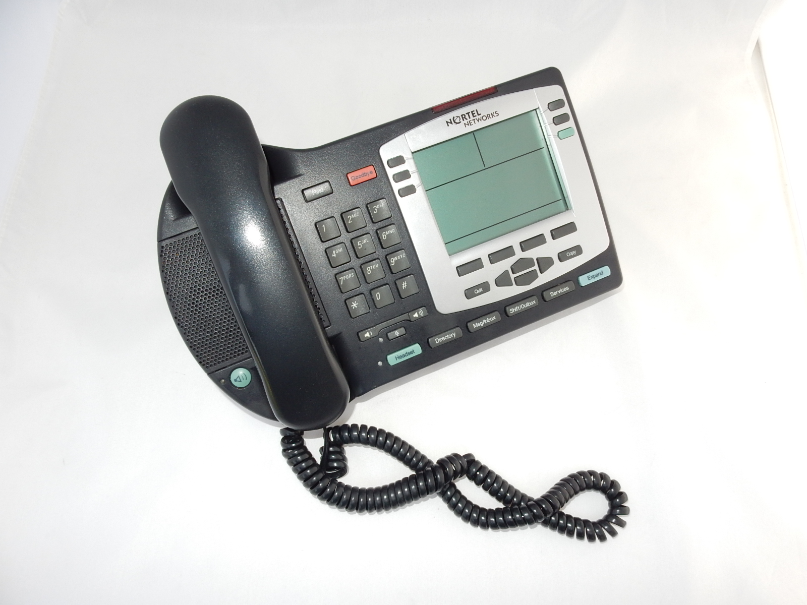 Desk IP Phone Nortel NTDU92 PoE Ethernet Charcoal & Silver LCD