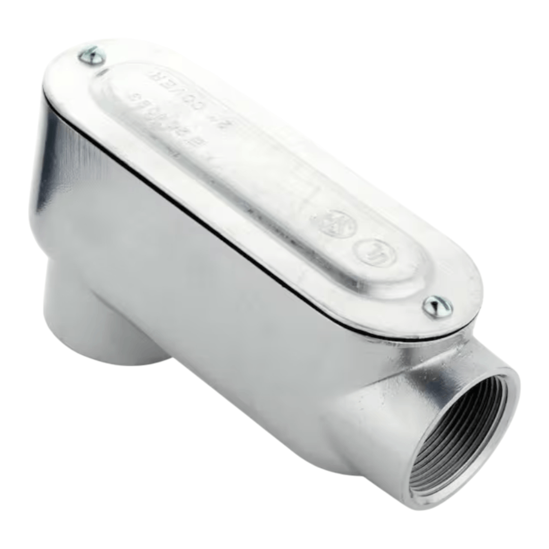 Commercial Electric FRBBA-200-1 2 in. Rigid Metal Conduit (RMC) Threaded Conduit Body with Stamped Cover (Type LB)