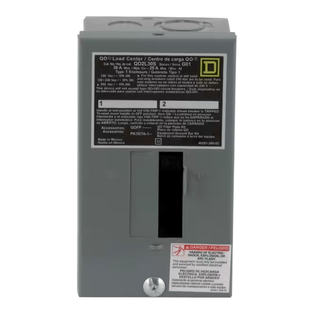 Square D QO2L30SCP QO 30 Amp 2-Space 2-Circuit Indoor Main Lug Load Center(QO2L30SCP)