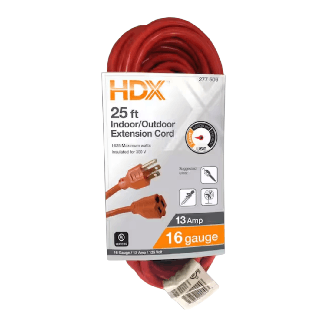 HDX HD#277-509 25 ft. 16/3 Light Duty Indoor/Outdoor Extension Cord, Orange