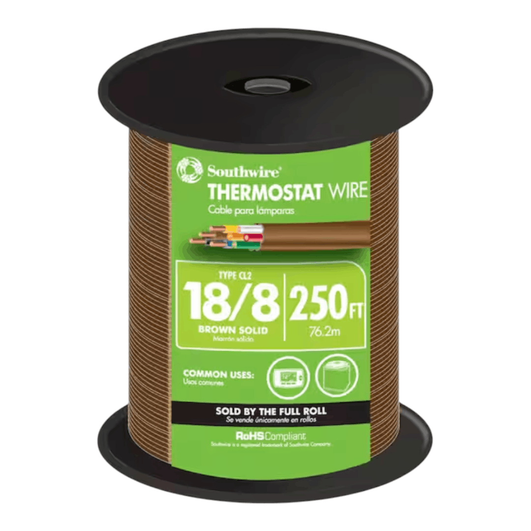 Southwire 65676944 250 ft. 18/8 Brown Solid CU CL2 Thermostat Wire