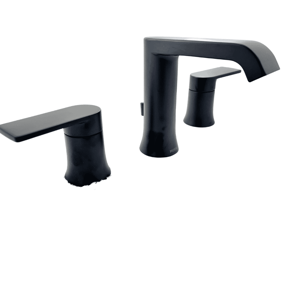 84763BL 8 in. Widespread Double-Handle Bathroom Faucet with Drain Kit Included in Matte Black (Valve Included)