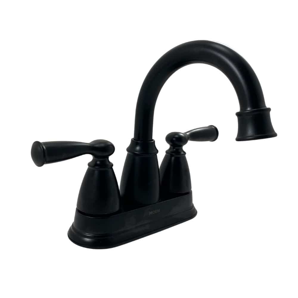 84943BL 4 in. Centerset Double-Handle High-Arc Bathroom Faucet in Matte Black