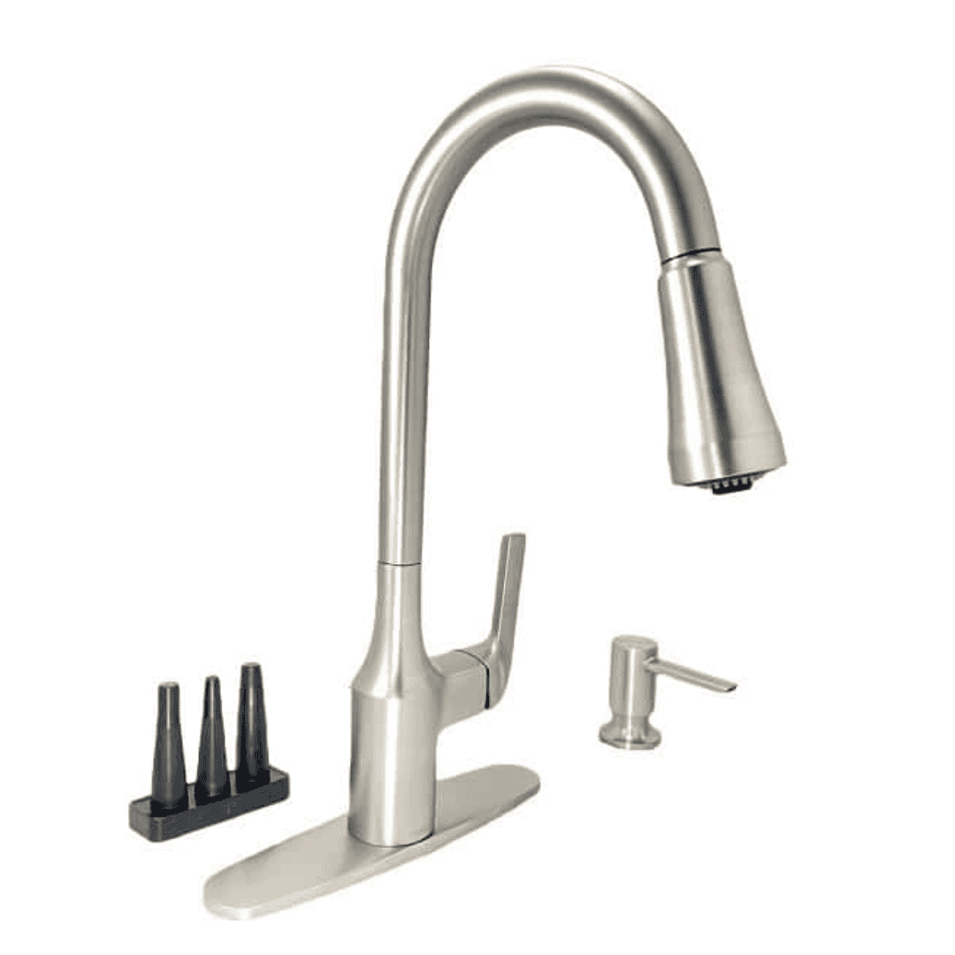 87114SRS Single-Handle Pull-Down Sprayer Kitchen Faucet with Flexible Hose and High-Pressure Spray Attachments in Stainless Steel