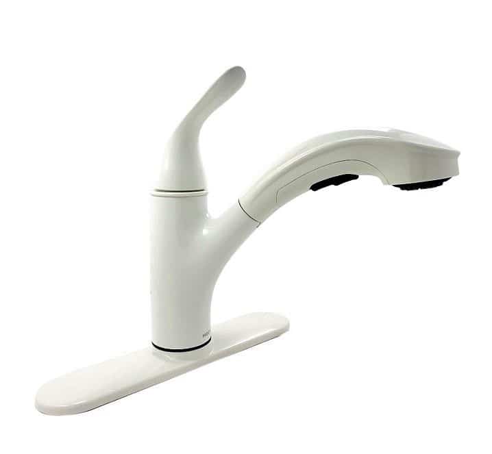 87557W Single-Handle Pull-Out Sprayer Kitchen Faucet with High-Pressure Spray in White