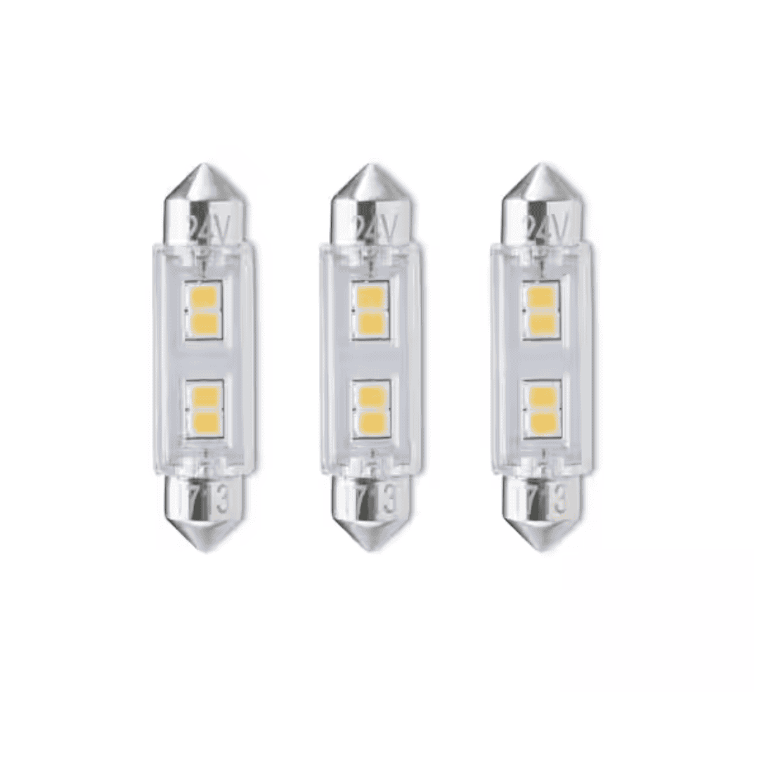 Bulbrite 861534 20 - Watt Equivalent Soft White Light T3 (FEST) Festoon, Dimmable Clear LED Light Bulb 3000K (3-Pack)