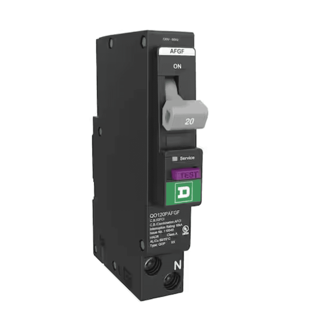 Square D QO120PAFGFC QO 20 Amp 120-Volt Single-Pole Plug-On Neutral Dual Function (CAFCI and GFCI) Circuit Breaker