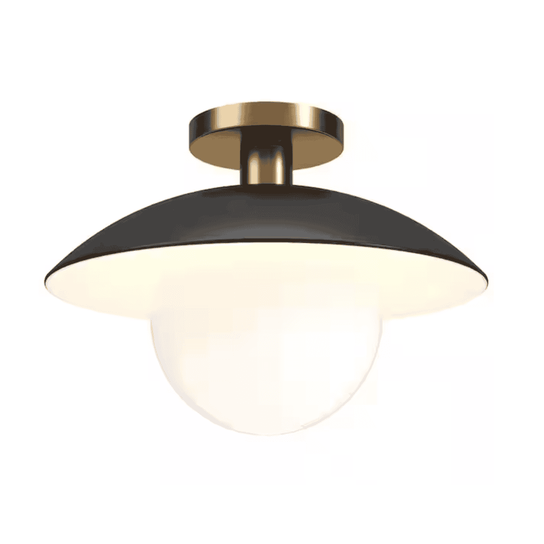 SF1778 Alvia 14.5 in. Brass Matte Black and White Metal Semi-Flush Mount