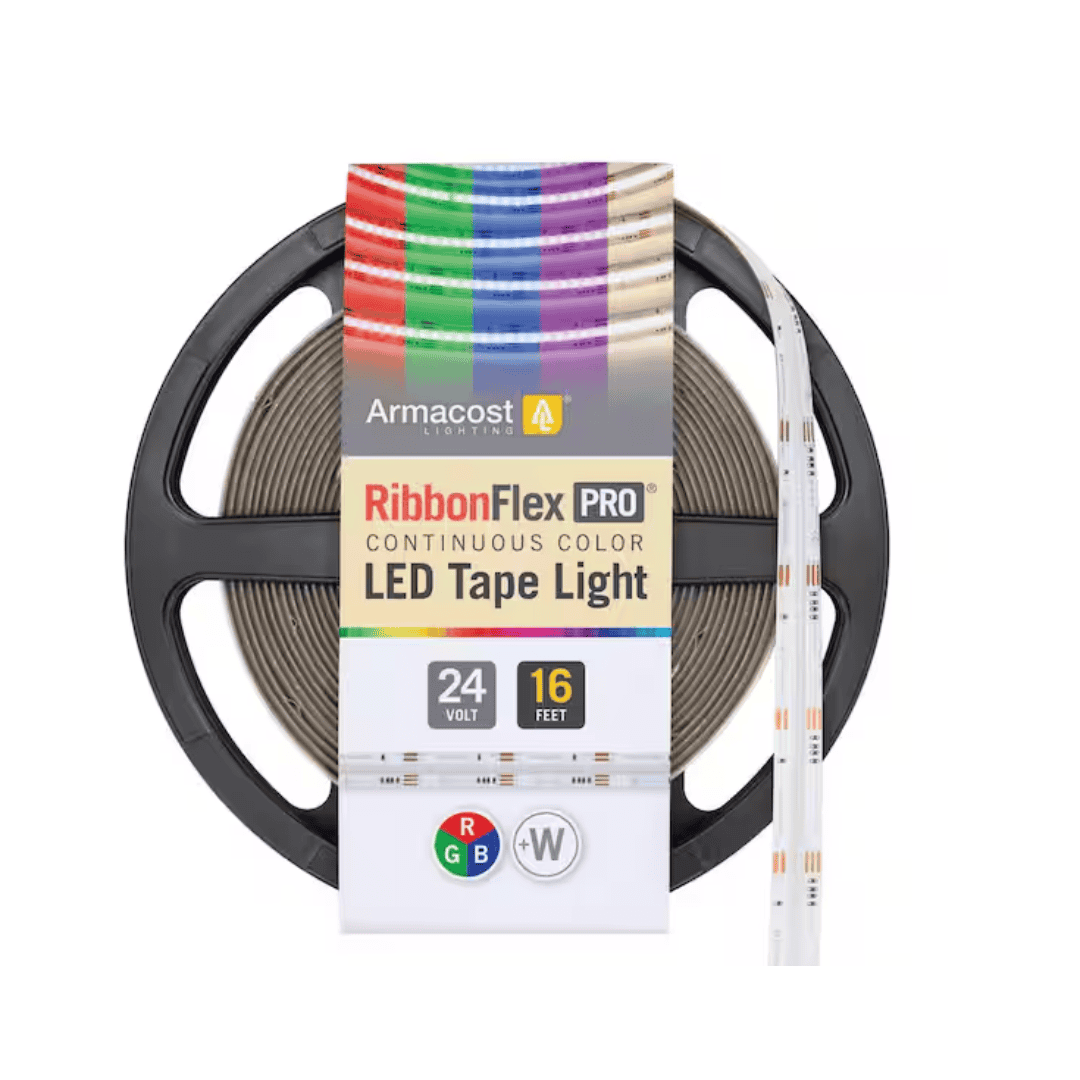 Armacost Lighting 177720 RibbonFlex Pro 24-Volt RGB+W COB 16.4 ft. Hardwired Dimmable Cuttable Color-Changing Integrated LED Strip Light Tape
