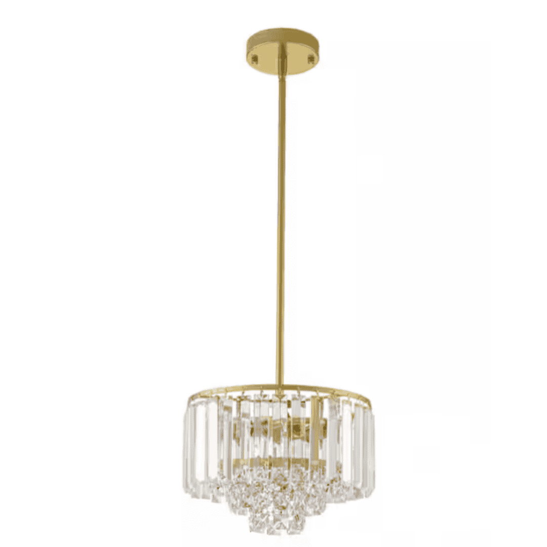 TinHon ZS-PZ146GD02D27 Modern Gold Crystal Pendant Light for Dining Room and Kitchen Island, 2-Light Elegant Mini Chandelier Ceiling Fixture