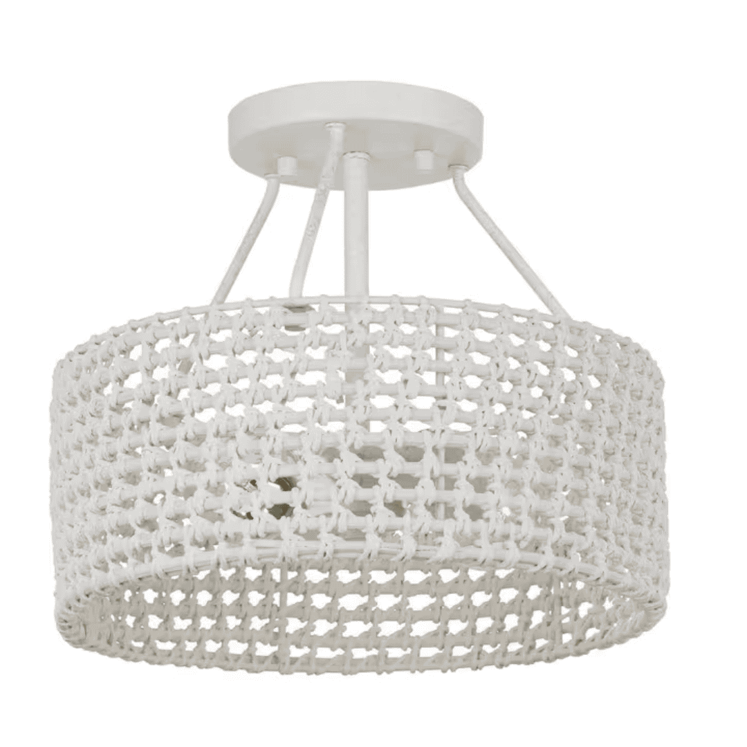 Progress Lighting P350223-151 Sugar Reef 12 in. 2-Light Cottage White Semi-Flush Mount Ceiling Light