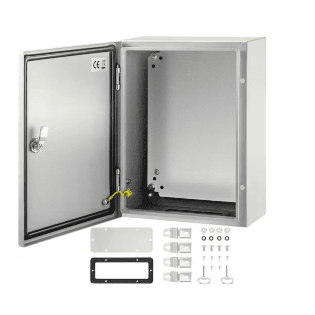 VEVOR DQXJSTCFS40X30X15V0 Electrical Enclosure 16 in. x 12 in. x 6 in. NEMA Waterproof Junction Box Steel with Mounting Plate for Outdoor Indoor