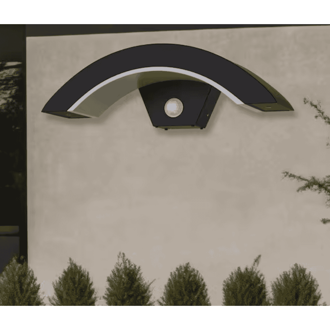 Briignite HR-WL08401AA-11 1-Light Black Outdoor Wall Lights LED with Dusk to Dawn Motion Sensing Hardwired Sconce 3000K Warm White Lantern Fixture