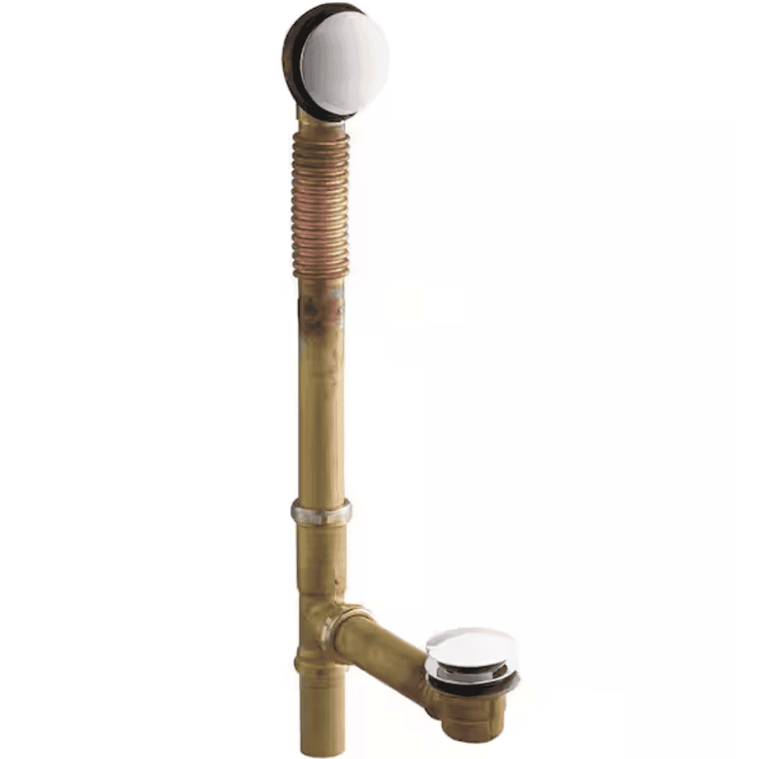 KOHLER K-7259-CP Clearflo Brass Toe Tap Bath Drain in Vibrant Polished Chrome