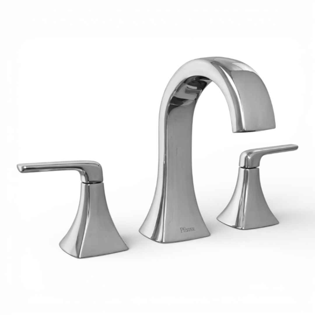 LF049-BIEC 8 in. Adjustable Widespread Double-Handle Bathroom Faucet with Drain Kit Included in Polished Chrome