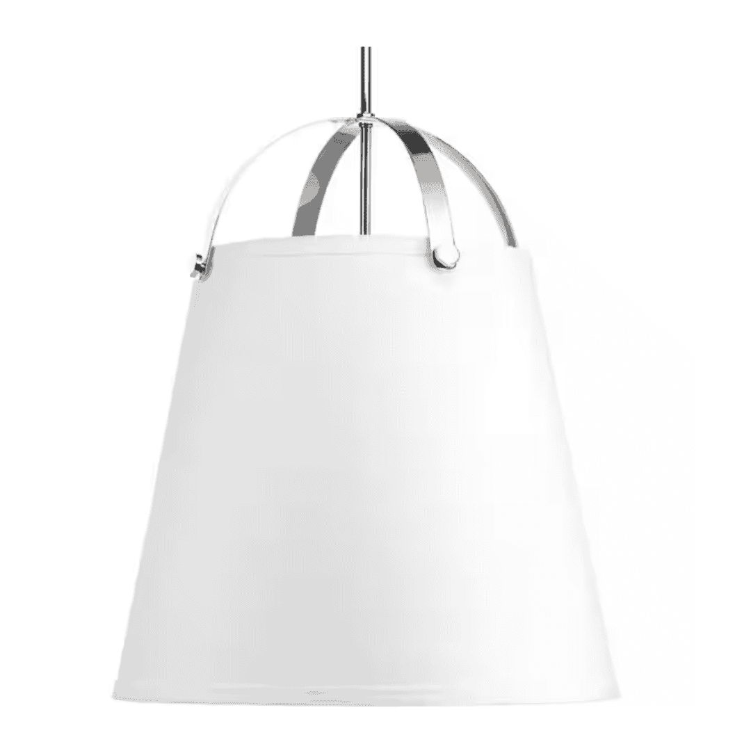 Progress Lighting P500047-104 Galley Collection 3-Light Polished Nickel Pendant with Linen Shade