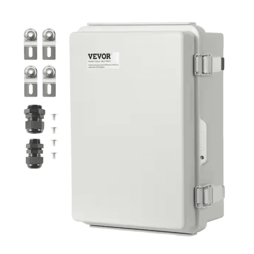 VEVOR SLJXHABS16X1GLKCVV0 Electrical Junction Box 16.93 x 12.99 x 7.09 in. ABS Plastic Electrical Enclosure Box Hinged Cover Stainless Steel Latch