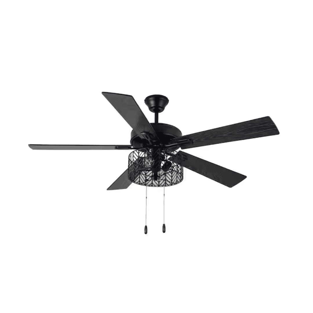River of Goods 20242 Daryn Industrial 52 in. Indoor Black Ceiling Fan with Light Kit