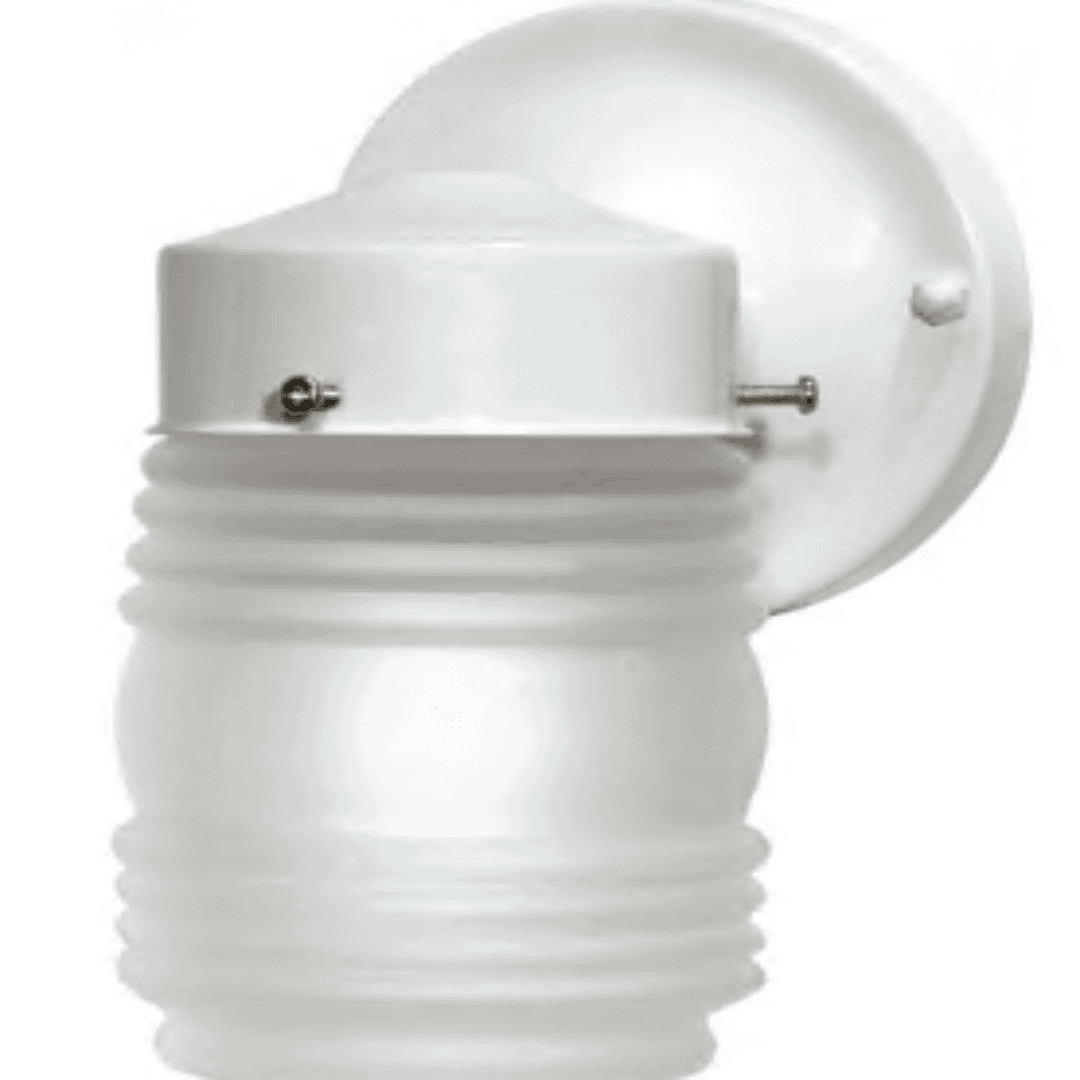 Nuvo SF76-702 1-Light 6 Gloss White Finish Porch Wall Mason Jar W/ Frosted Glass