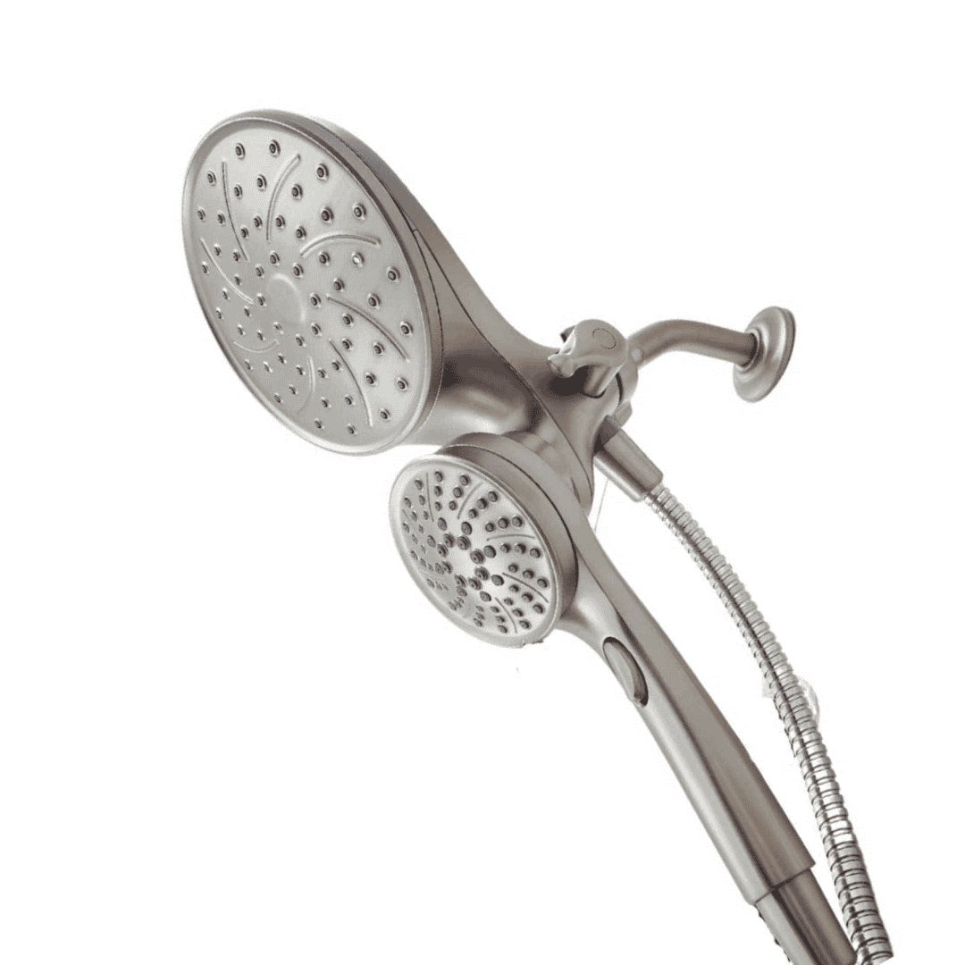 26008SRN 6-Spray 1.75 GPM 6.75 in. Wall-Mount Dual Shower Heads in Fingerprint-Resistant Brushed Nickel