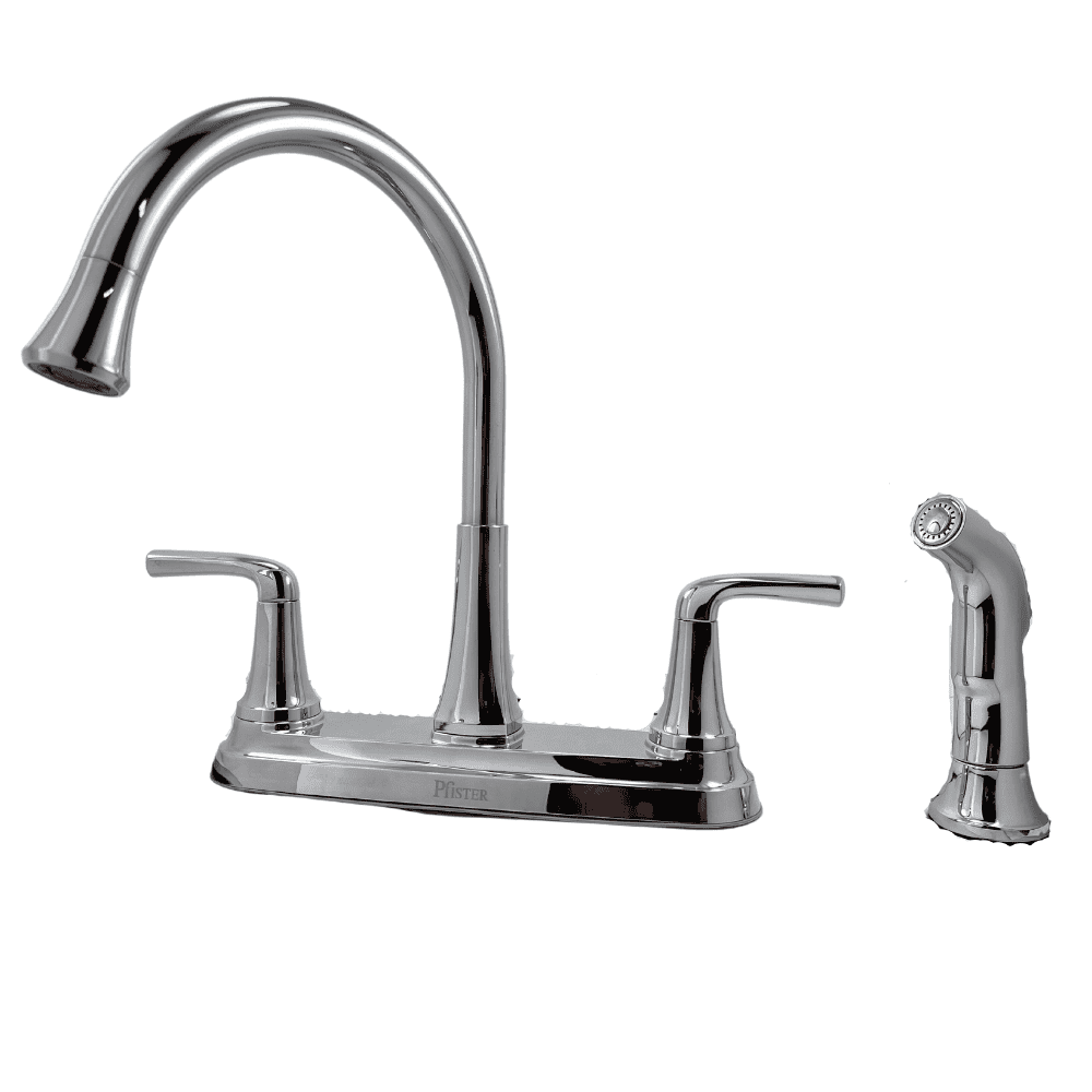 F-036-4LRC Double-Handle Deck-Mount Standard Kitchen Faucet with Optional Side Spray in Polished Chrome