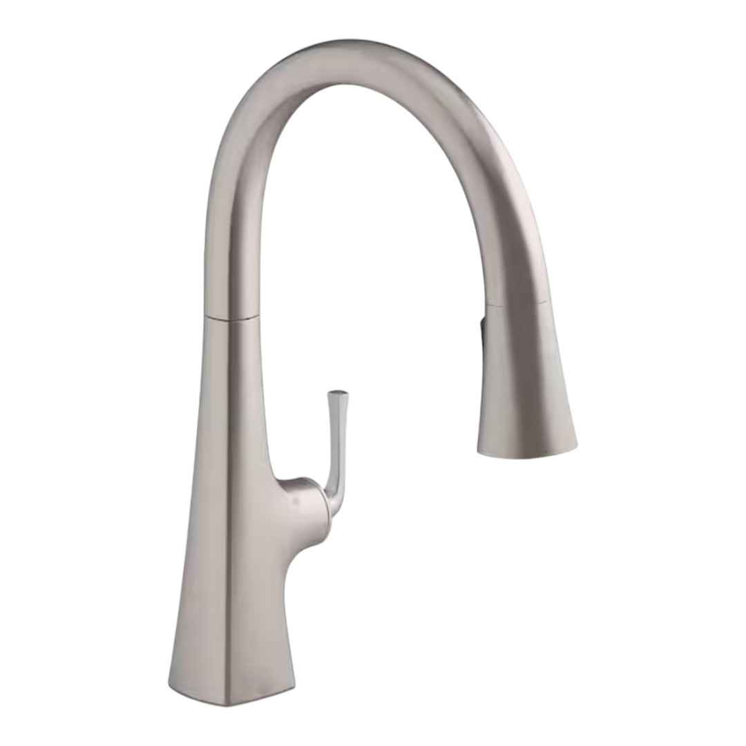 KOHLER K-22068-VS Graze Single-Handle Pull-Down Sprayer Kitchen Faucet with Response Technology in Vibrant Stainless