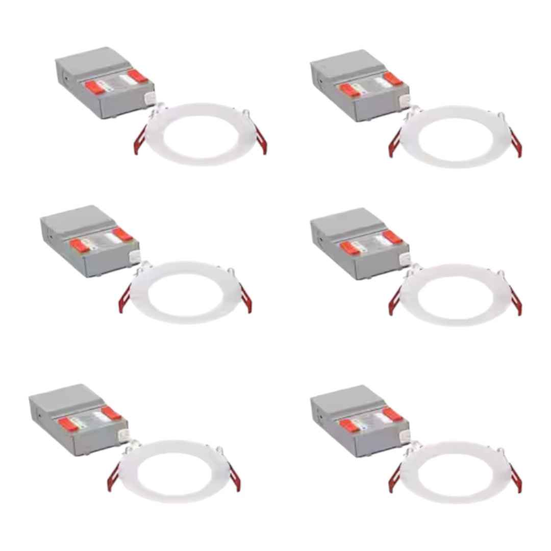 Juno WF4 ALO19 SWW5 90CRI CP6 MW M2 Contractor Select WF 4 in. Adjustable Lumen & CCT Canless IC Rated Dimmable Integrated LED Recessed Light Trim (6-Pack)