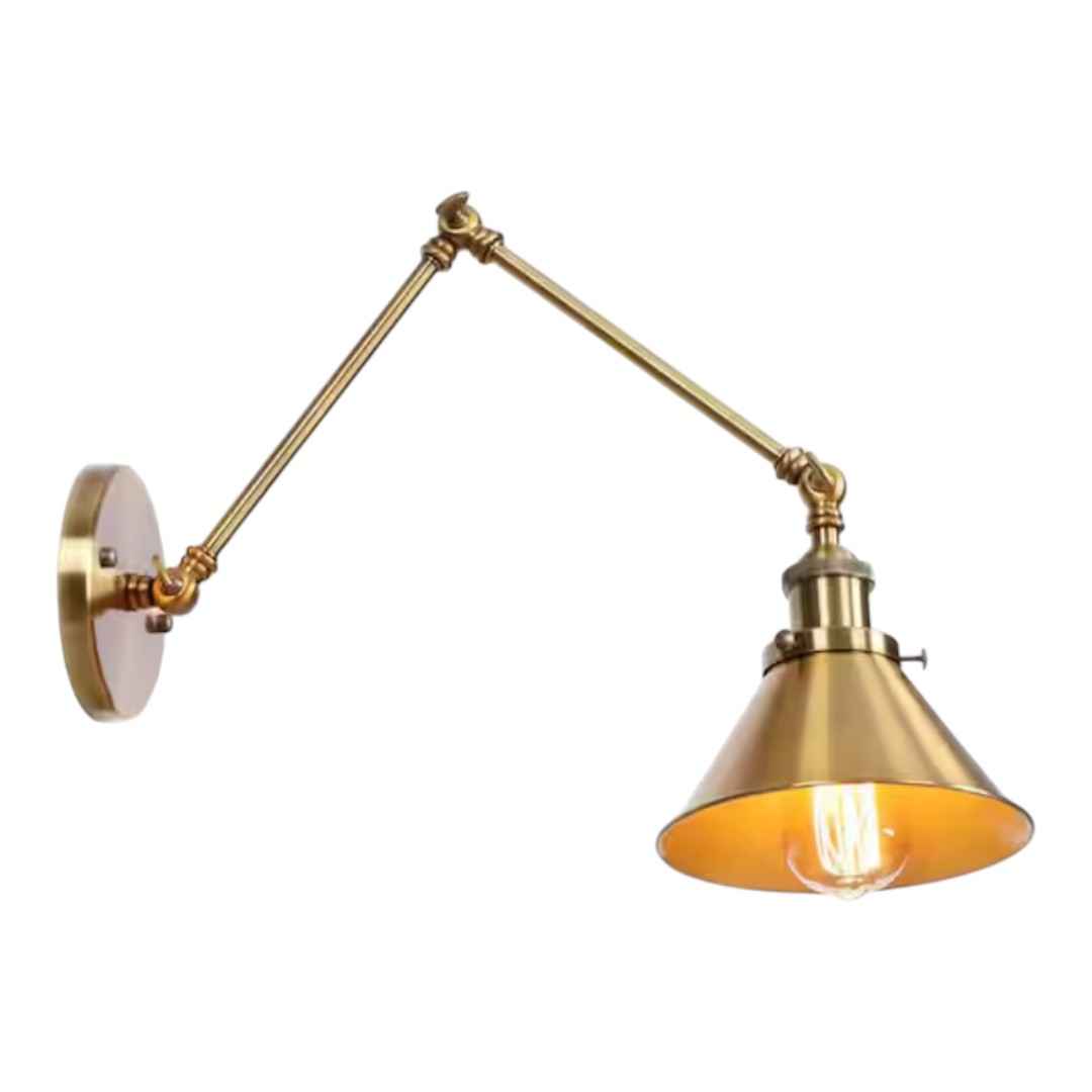 Aiwen WS-LBD-GG203 1-Light Brass Sconce Vintage Industrial Wall Lamp with Swing Arm