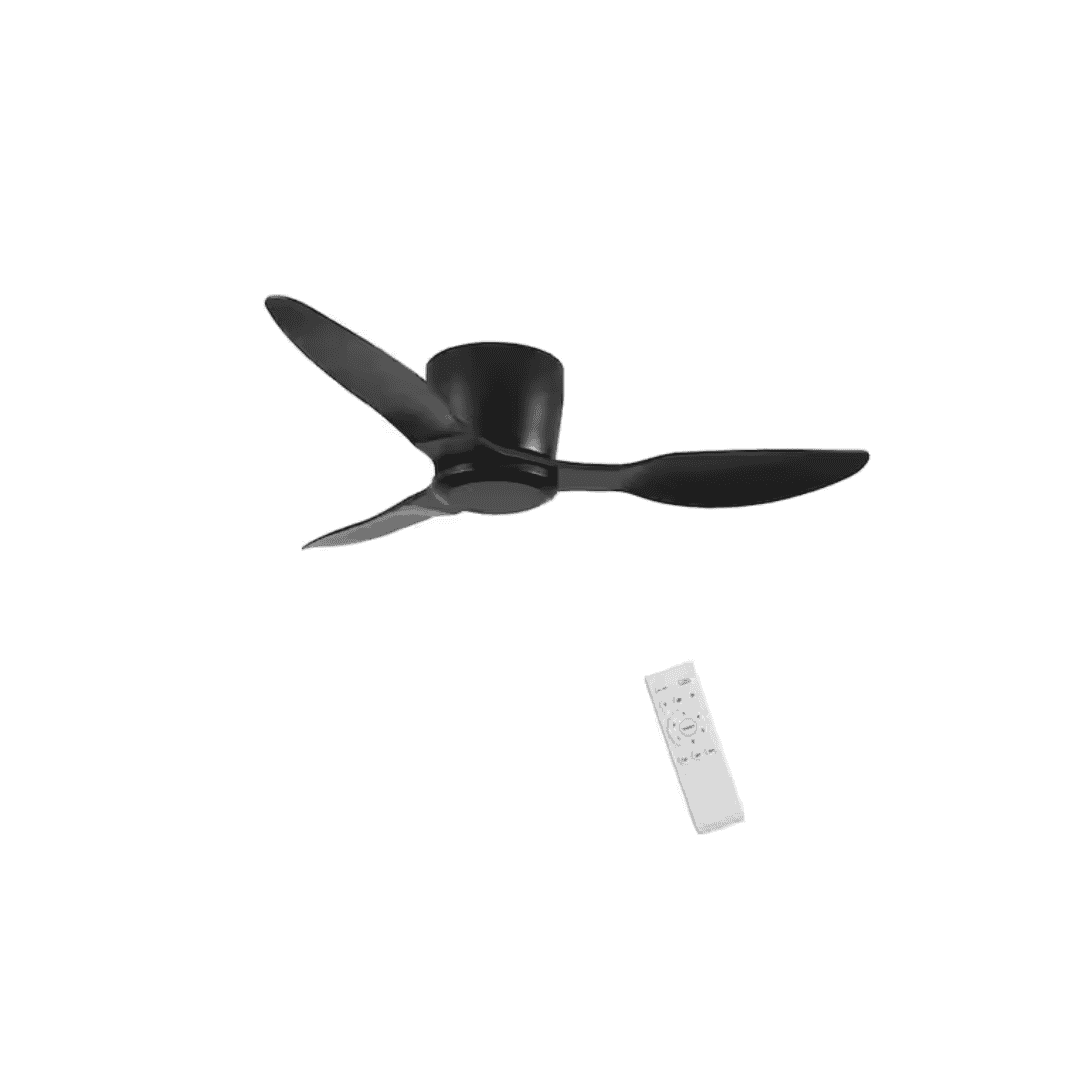 Sunpez ME-BA3B033 40 in. W Indoor/Outdoor Black Flush Mount Ceiling Fan with 6-Speeds Reversible DC Motor, No Light