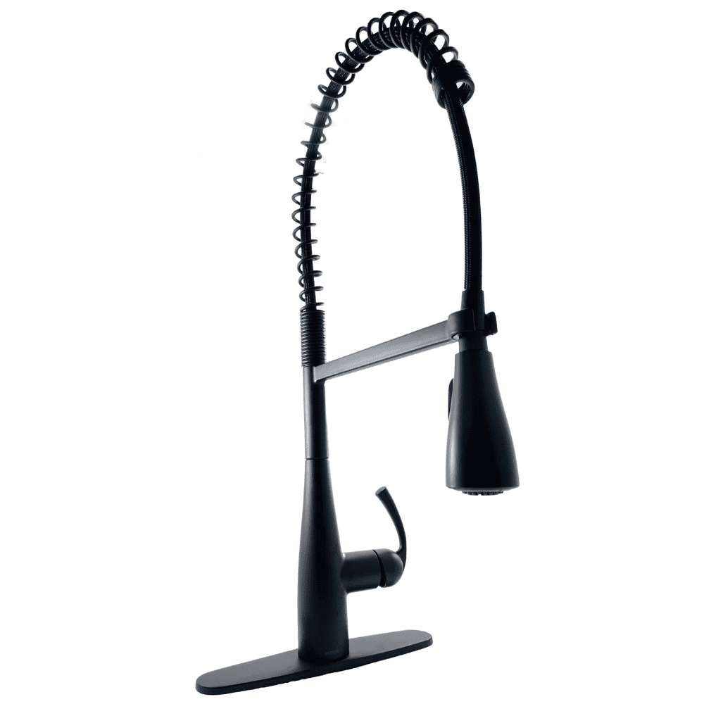 87814BL Single-Handle Pre-Rinse Spring Pulldown Sprayer Kitchen Faucet with High-Pressure Spray in Matte Black