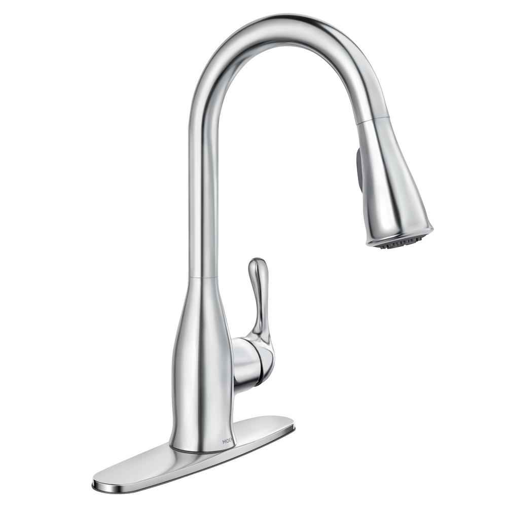 87966 Single-Handle Pull-Down Sprayer Kitchen Faucet with Flexible Hose and High-Pressure Spray in Chrome