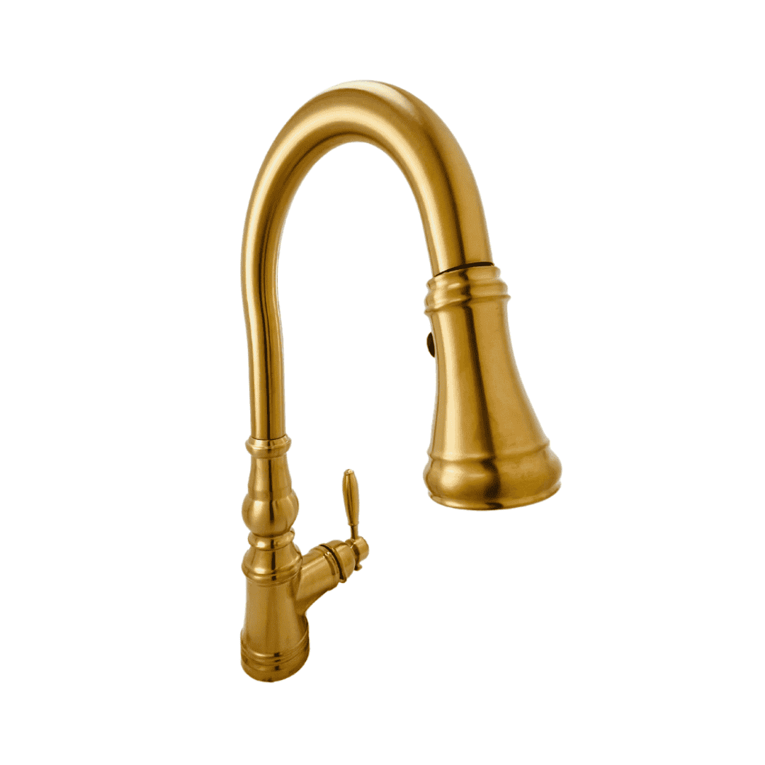 S73004BG 16.73 in. H Single-Handle Pull-Down Sprayer Kitchen Faucet with 360° Spout Swivel in Brushed Gold