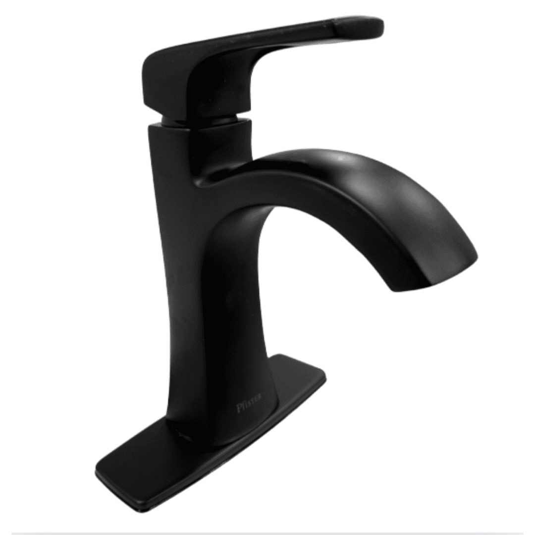 LF042-BIESDB Single-Handle Single-Hole Bathroom Faucet with Deckplate and Drain Kit Included in Matte Black Finish