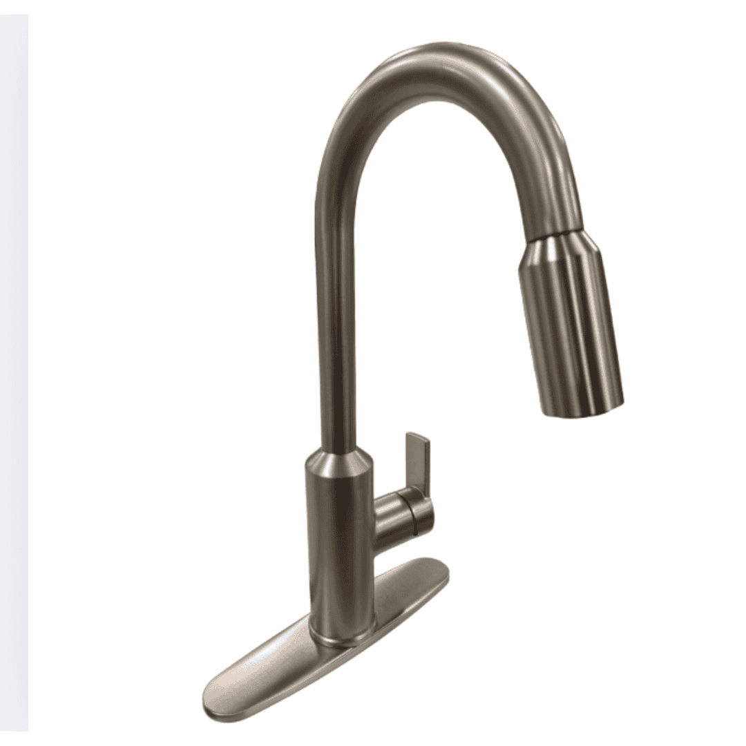 87270SRS 15.94 in. High Single-Handle Pull-Down Sprayer Kitchen Faucet with 360° Spout Swivel and Power-Boost Spray in Stainless Steel