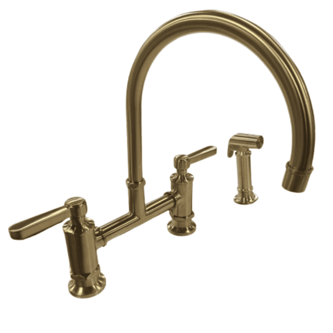 LG31-TDBG 2-Handle Bridge Kitchen Faucet in Brushed Gold with Optional Side Sprayer