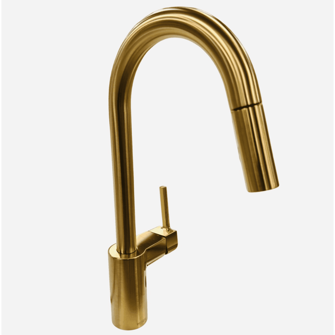 7565BG 15.63 in. H Pull-Down Sprayer Kitchen Faucet with 360° Spout Swivel and Power Boost in Brushed Gold
