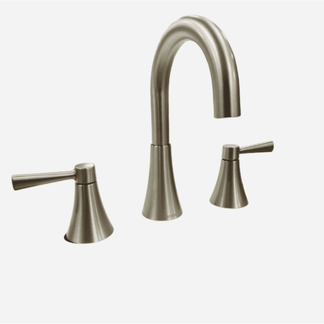 84023SRN 8 in. Widespread Double-Handle Curved Bathroom Faucet in Spot-Proof Brushed Nickel (Valve Included)