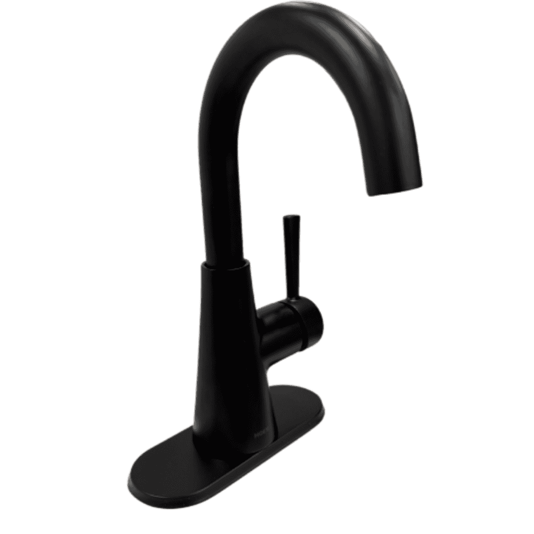 84021BL Single-Hole Single-Handle Curved Bathroom Faucet in Matte Black