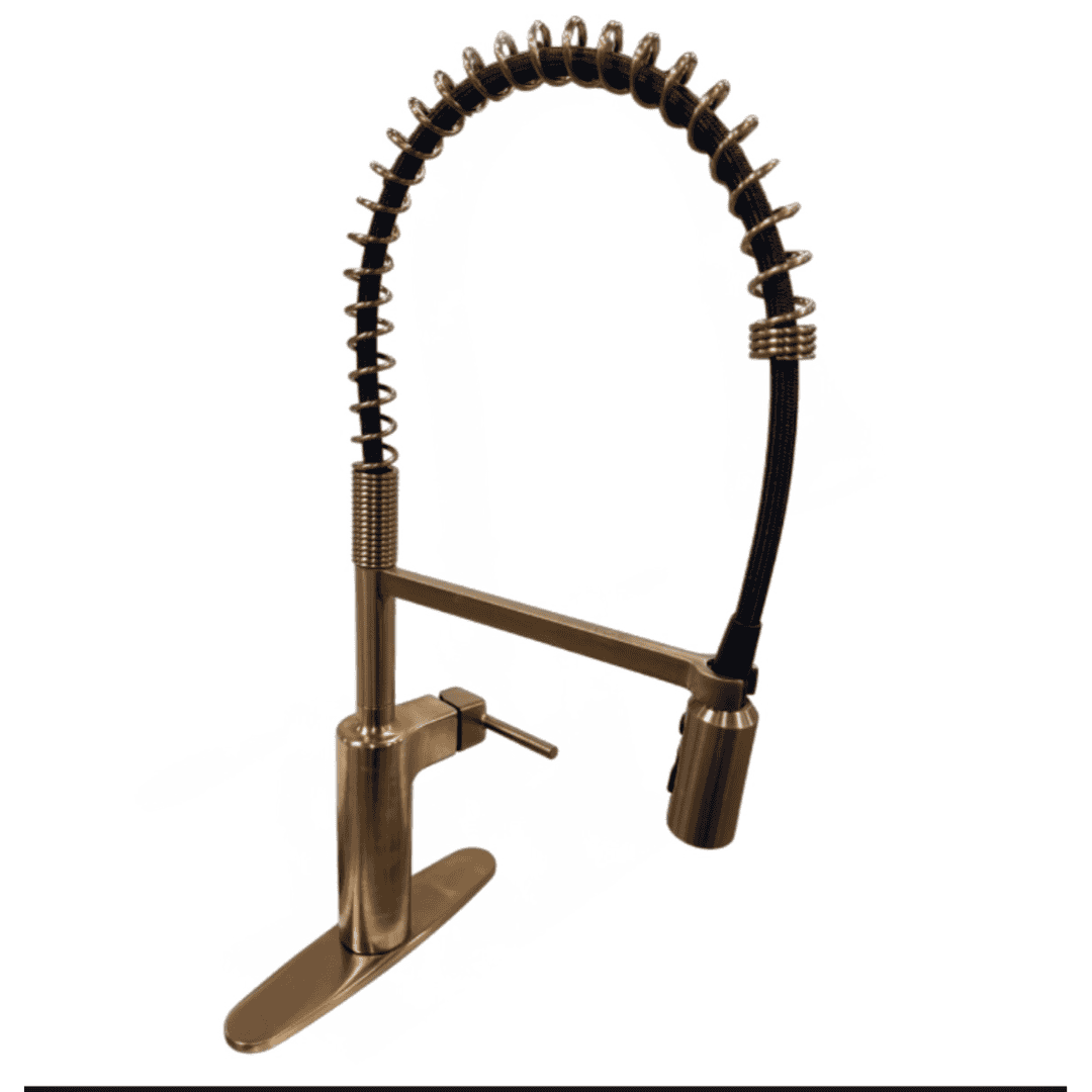 87863BZG 23.17 in. H Spring Pull-Down Sprayer Kitchen Faucet with 360° Spout Swivel and PowerBoost in Bronzed Gold