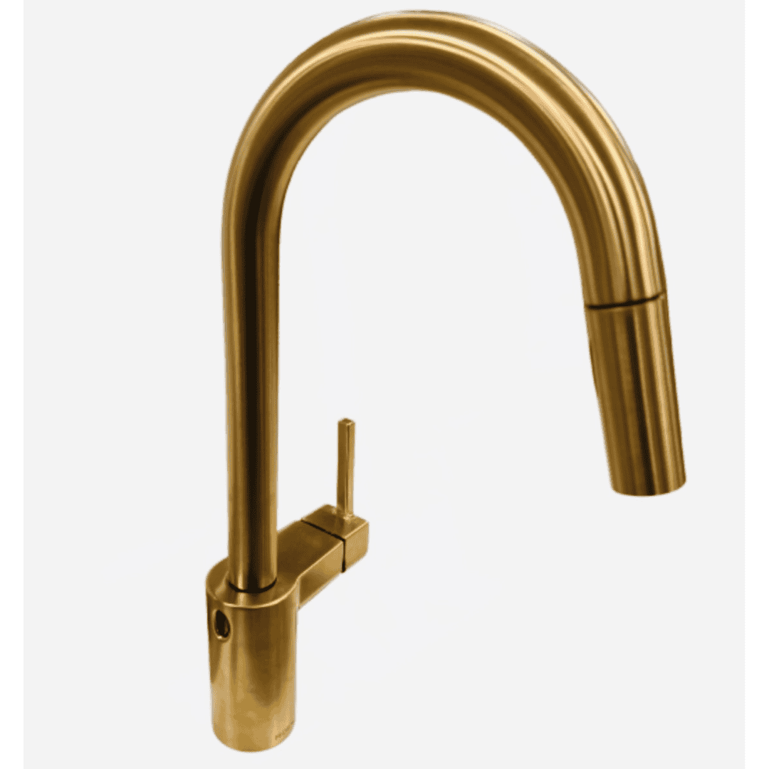 7565EWBG Single-Handle Touchless Pull-Down Sprayer Kitchen Faucet with Sensor Activation and Power Clean in Brushed Gold