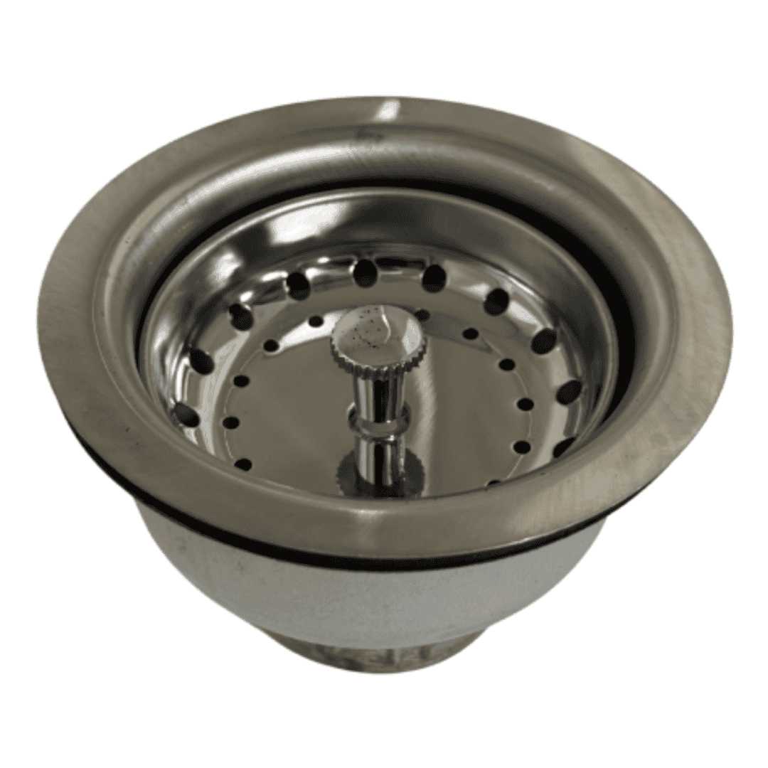 22037 3-1/2 in. Stainless Steel Basket Strainer with Drain Assembly in Satin Finish
