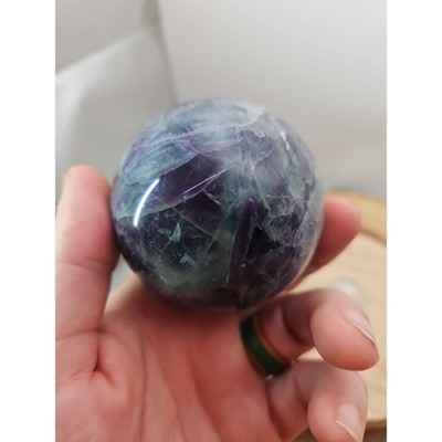 1.09lb Natural Rainbow Fluorite Quartz Crystal Sphere Ball Polished