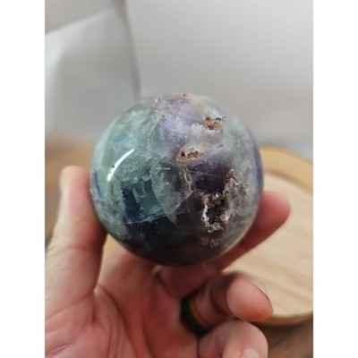 1.10lb Natural Rainbow Fluorite Quartz Crystal Sphere Ball Polished
