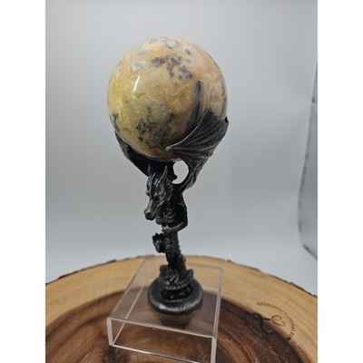 1.13lb 72mm Crazy Lace Agate W/Dragon Stand