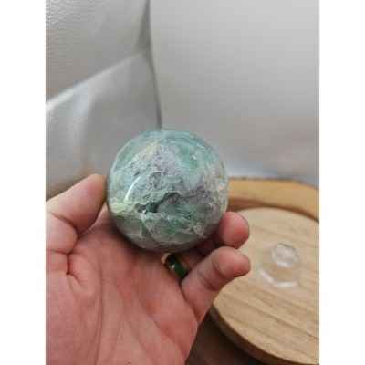 1.16lb Natural Rainbow Fluorite Quartz Crystal Sphere Ball Polished